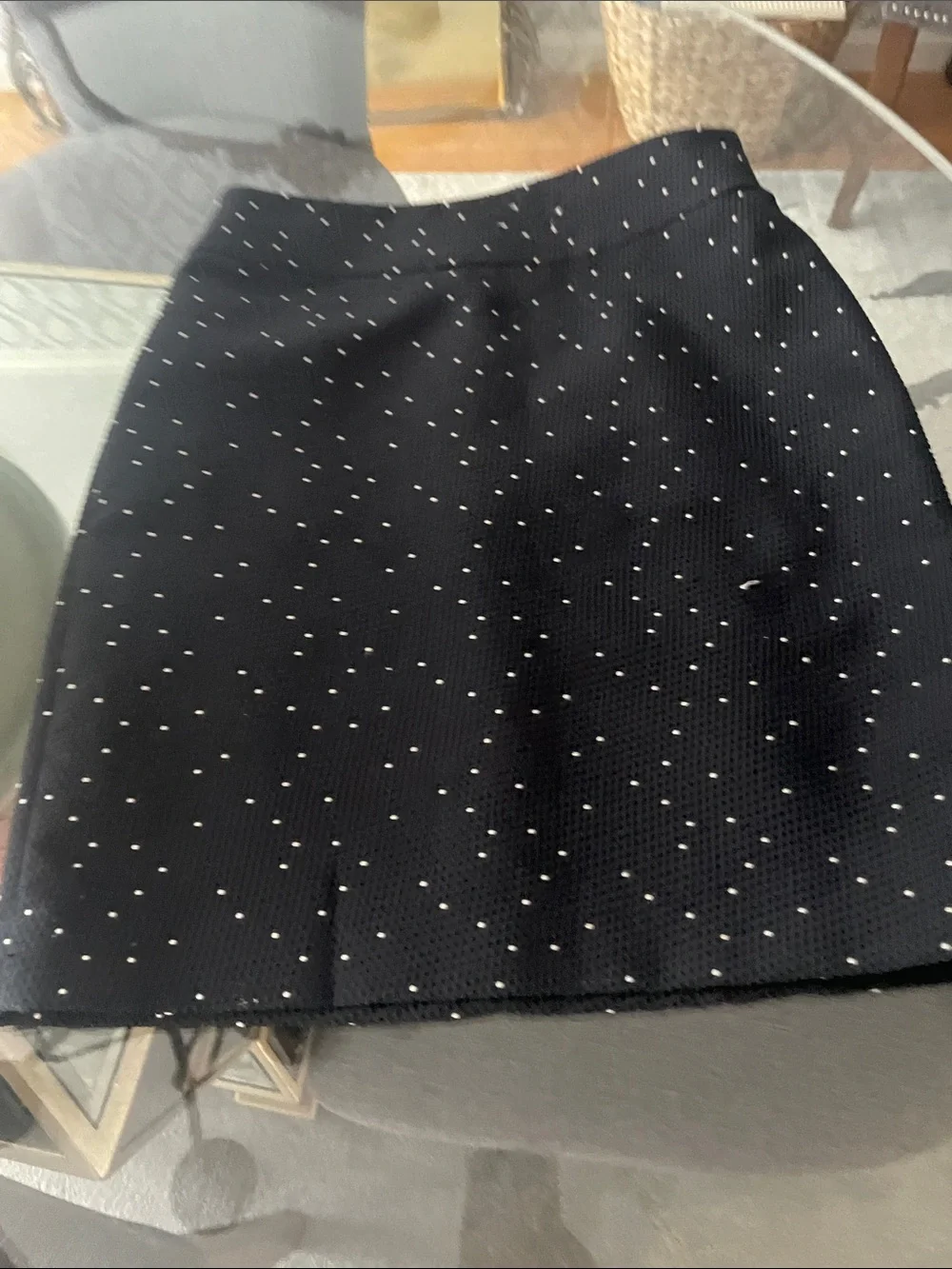 Ann Taylor Navy Mini Skirt with White Polka Dots